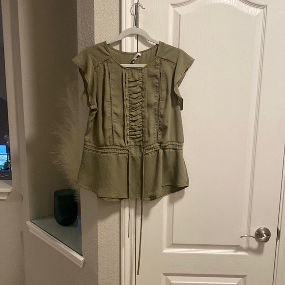 Tops - Olive green blouse with detailing